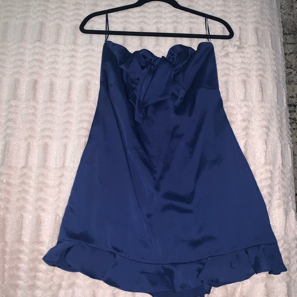 Tie front navy dress
